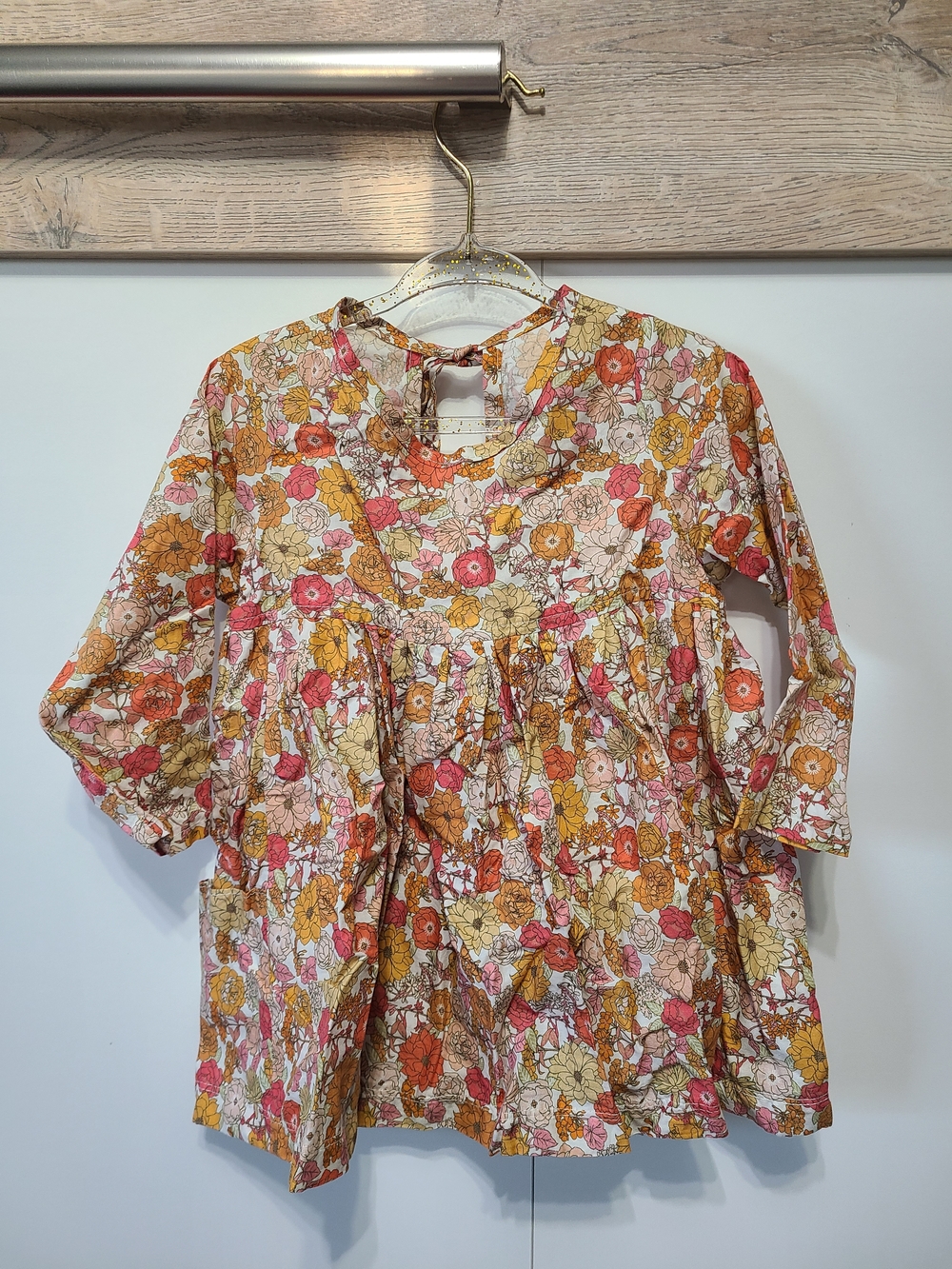 Girls Floral Long-Sleeve Tunic Aria Dress - Pink & Yellow